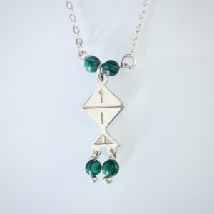 Silver, Malachite beads necklace