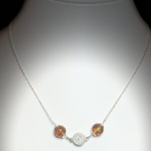 Silver necklace with amber-ash beads