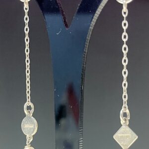 Silver erring , square and circle simple design with fresh water pearl